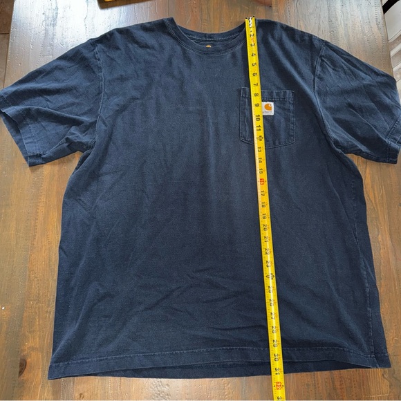 Carhartt Shirt Mens XL Faded Navy Blue Original Fit Crewneck Short Sleeve Pocket - Picture 6 of 7